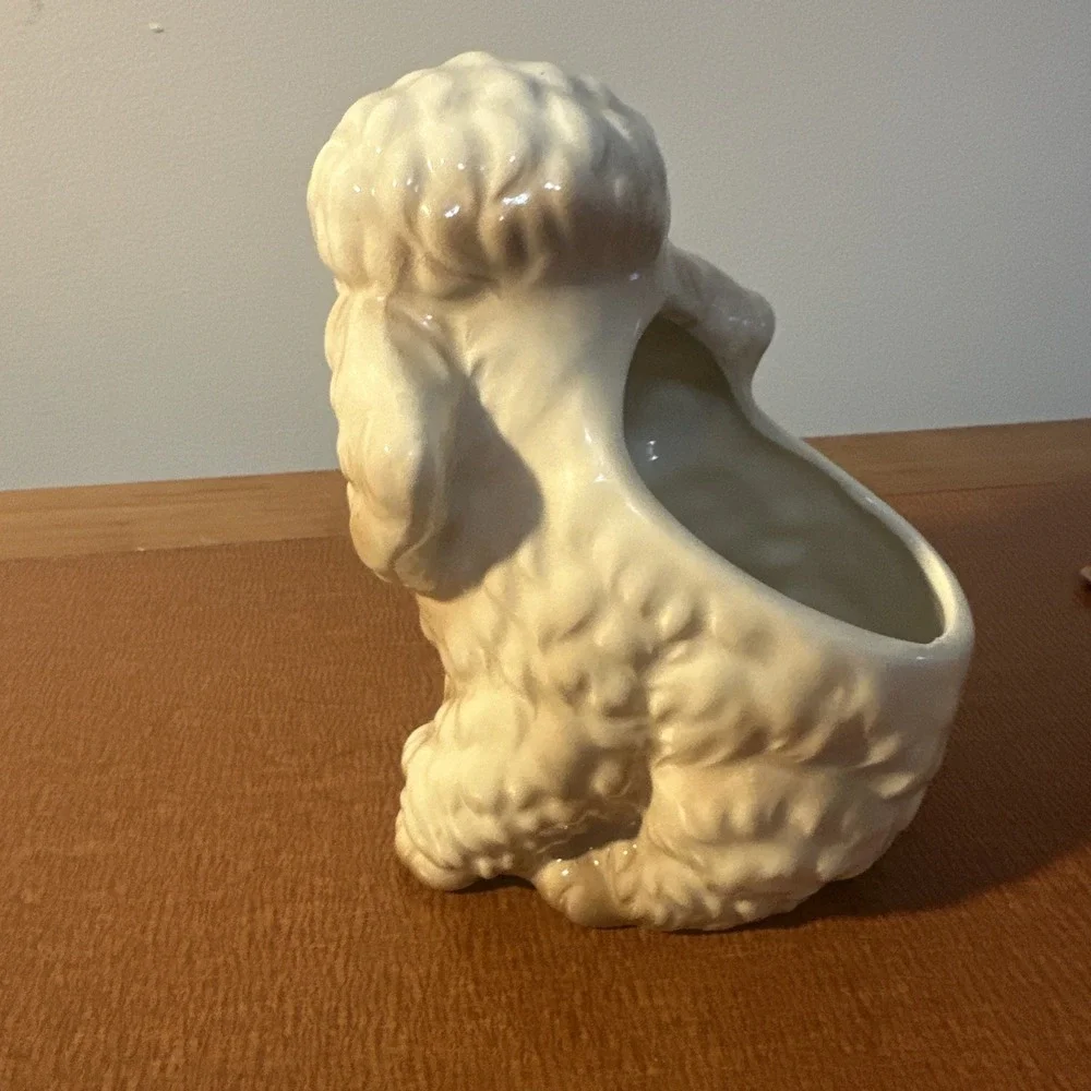 Precious Poodle Lefton Planter‎ H-4906 Puppy Dog Eyes Home Decor Cream And Brown